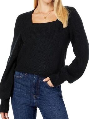 Madewell Melwood Square-Neck Pullover Black Sweater XL
